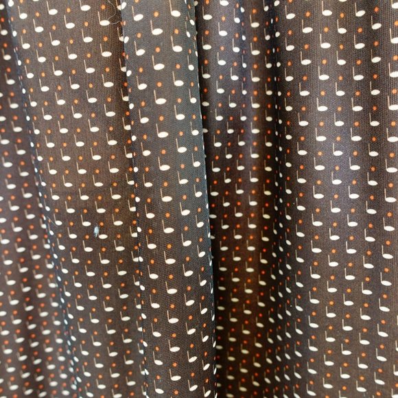 VINTAGE A Line Midi Skirt Womens M‎ Brown Swing Orange Pin Dots Boho Fall 70s - Picture 3 of 7